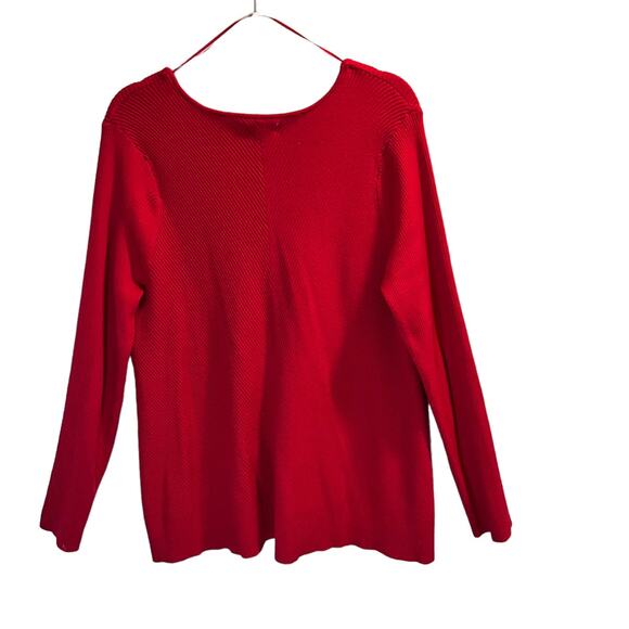 Croft & Barrow Women's Red Solid Long Sleeve Pullover V-Neck Sweater Size XL - Picture 6 of 11